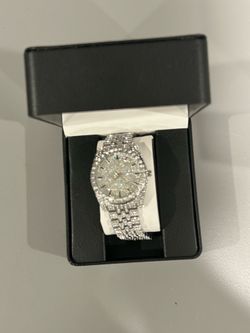 Silver and white CZ watch
