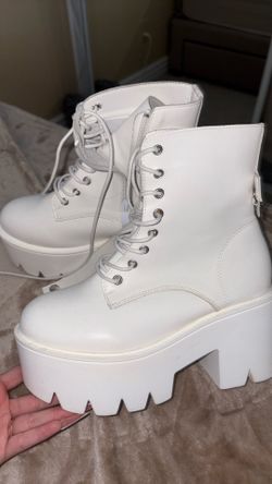 white platform boots