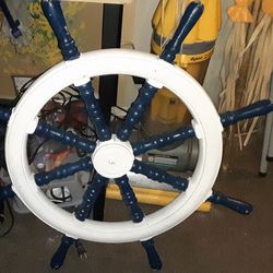 Nice Size Real Wood Boat Wheel 