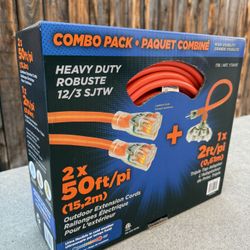 Extension Cord 50+50 Ft.  + Triple Tap Adapter 