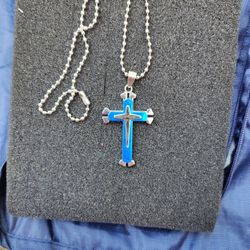 Blue And Silver Cross Necklaces