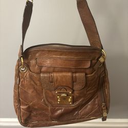 Juicy Couture Leather Shoulder Bag – Brown, Vintage Gold Lock