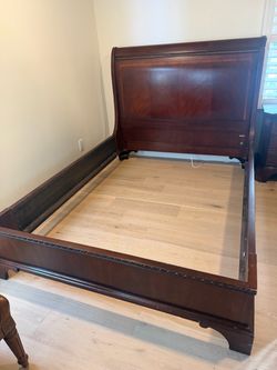 Cherry Wood Sleigh Bed Frame and set