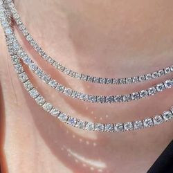GRA Certificate 925 Silver Tennis Moissanite Necklace