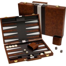 Make Me An Offer Backgammon Board Game, Deluxe Leather Like Case, Classic Backgammon Game, Popular Board Game, Board Games (Medium (15"))