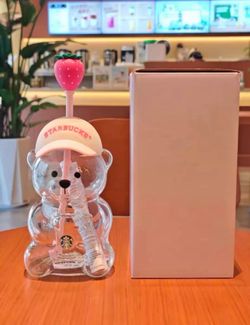 Starbucks Strawberry Bear Glass Cup