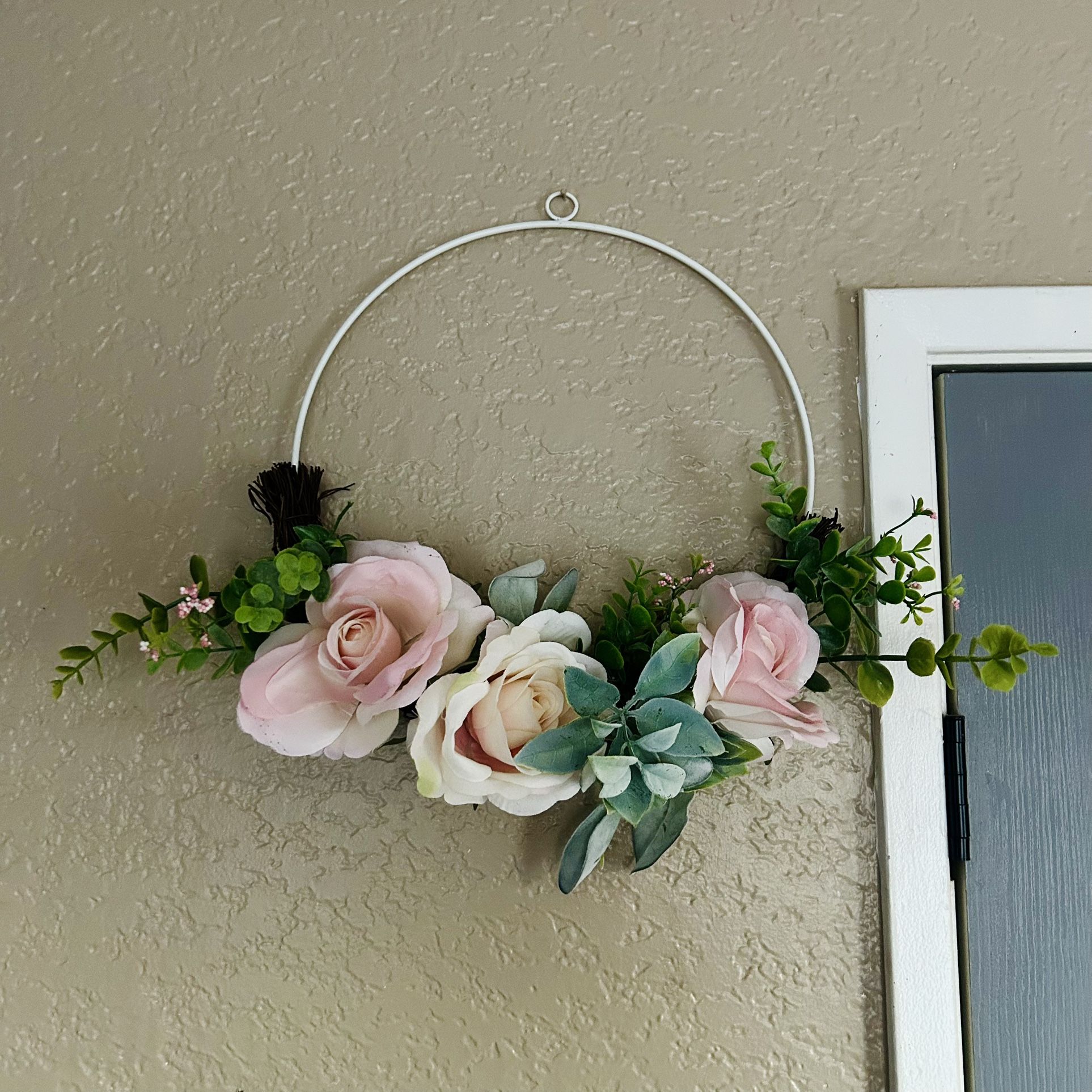 Pink, White, Green Floral Wreath