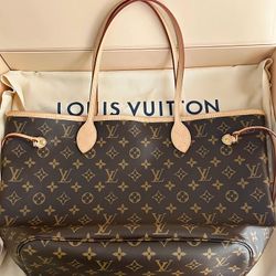 Authentic lv Louis Vuitton Neverfull tote bag size Medium
