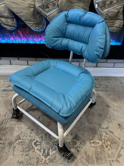 NEW**IMMER LIEBEN Rolling Stool Wide Seat With Back Rolling Chair 4 Wheels W/Brakes For Home Office