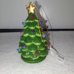 Kirkland's Home Tree Ornament 5.5" Ceramic LED (2) LR44 Batteries  (Needs) No Cracks 
