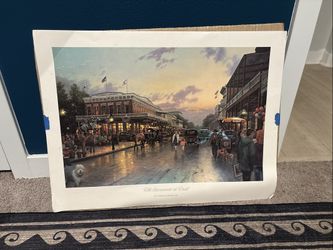 Thomas Kinkade "Old Sacramento at Dusk" 18x24 Studio Print Stamped Signature