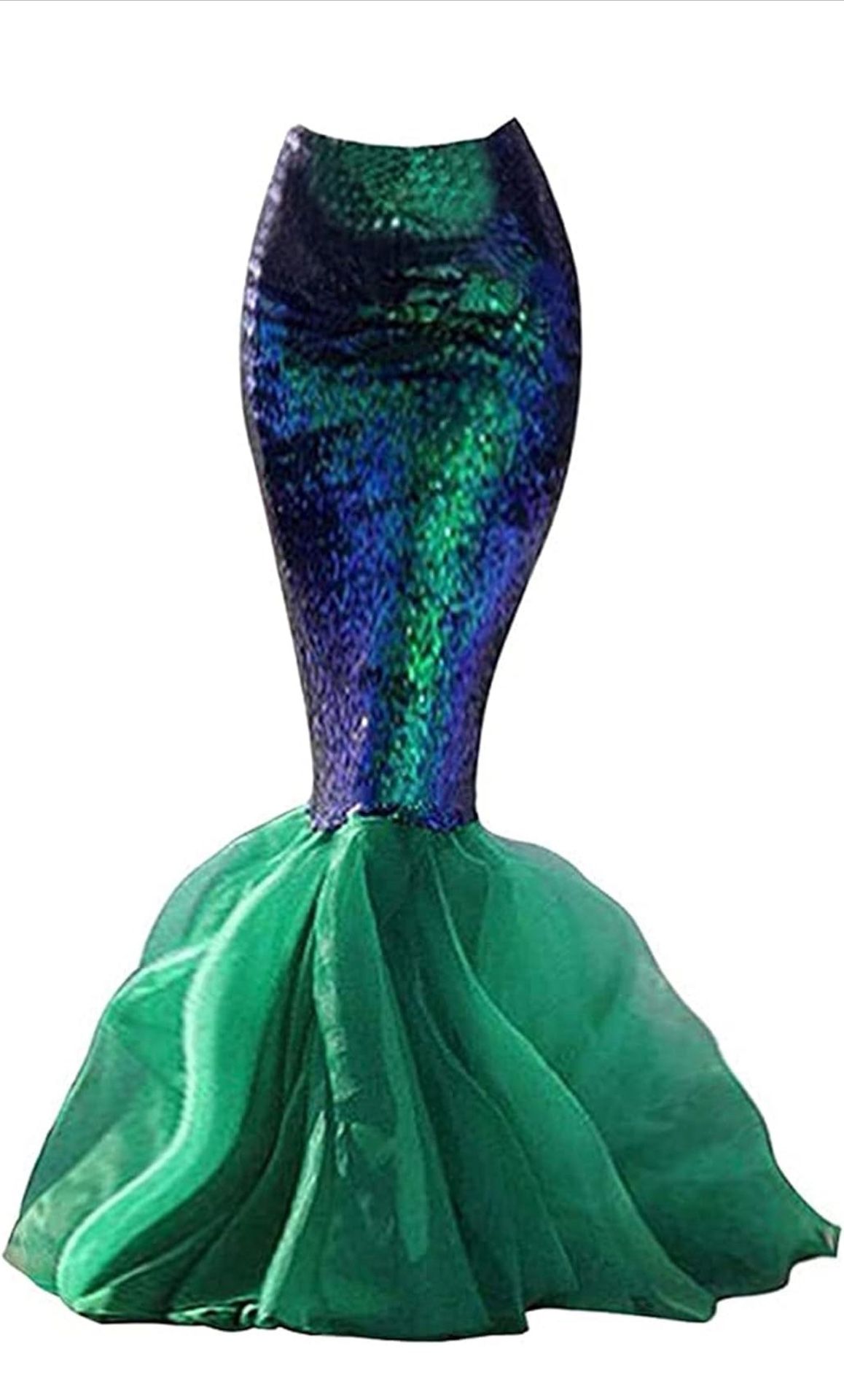 Women's Mermaid Tail Costume Sequin Maxi Skirt Cosplay Halloween Party Dress