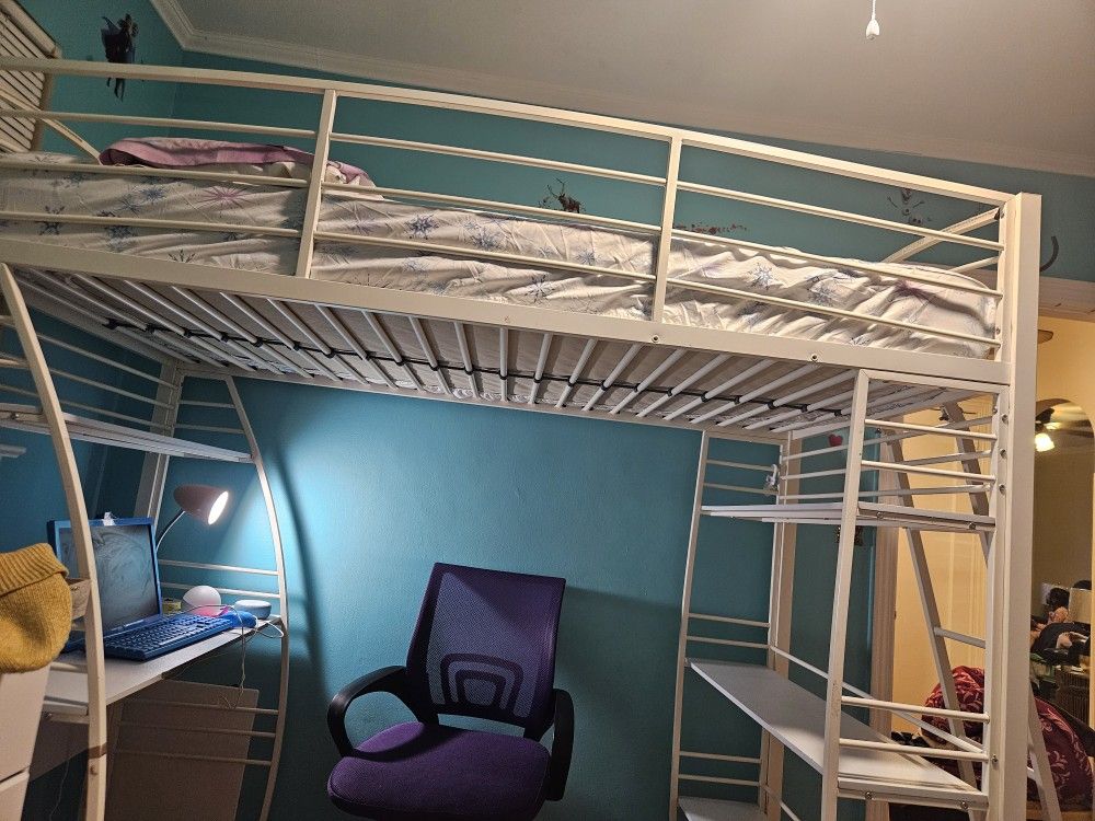 Twin Bed With Desk And Shelves