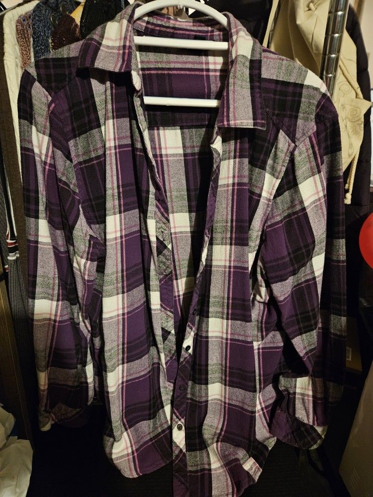 Flannel Purple And Black. Way To Big For Me. Decent Condition.