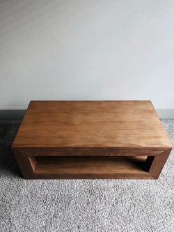 Modern Wood Coffee Table - Open Shelf Design
