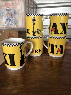 Cute Taxi Mugs, Set Of 18