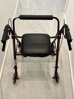 4-Wheel Rollator Walker with Seat and Storage Pouch