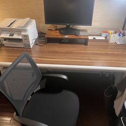 Modern Steelcase Home Office Desk - 60" Walnut & White (Excellent Condition)