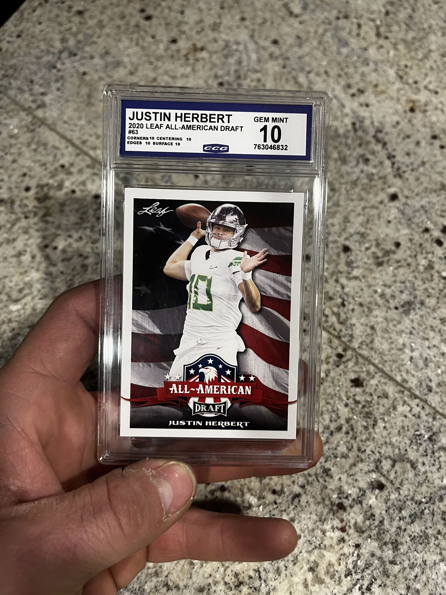 Justin Herbert 2020 Leaf Draft Football #3 all American ROOKIE CCG GEM MINT 10