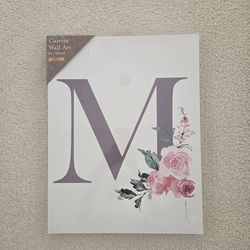 Canvas art floral letter M 14 x 18 in