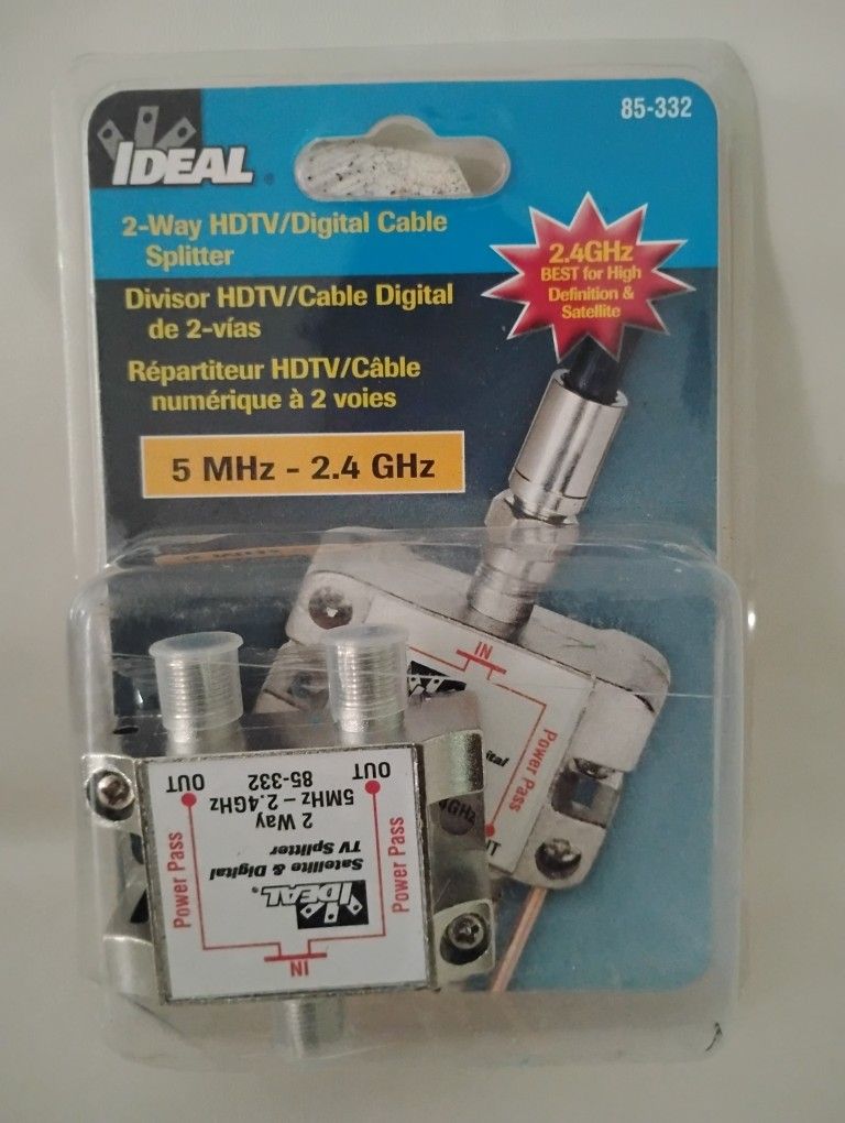 IDEAL 2-way HDTV Satelite Digital Cable Splitter 85-332 5MHz-2.3 GHz