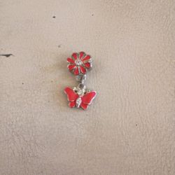 Sterling Silver Flower Butterfly Charm