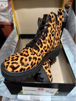 Leopard Print Kids Ankle Boots – Size 4 –