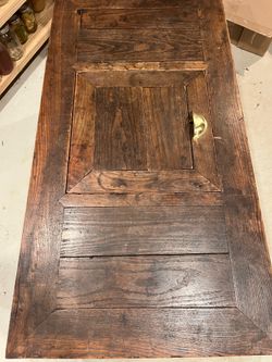 Rustic Storage Coffee Table with Brass Handle