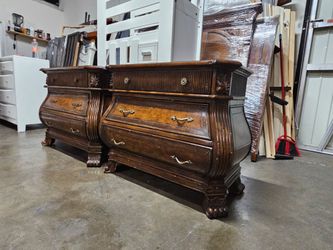 Ornate Bombe Chest Dresser with Carved Details