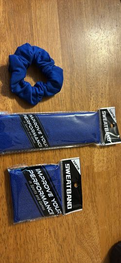 Sweatband Set and Hair Scrunch Blue