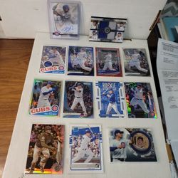Chicago Cubs Number One Prospect Autograph Brennan Davis, GREAT Team, Nico Hoerner Rookie Refractors, 2016 Cubs HALL OF FAME Anthony Rizzo Jersey P