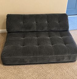 Dark Gray Corduroy Tufted Floor Sofa