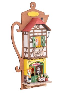 3D Puzzles, DIY Wall Decor Model Building Kit, Collectible Desk Toy with LED, Birthday for Teens Kids and adults ( Lazy Coffee House)