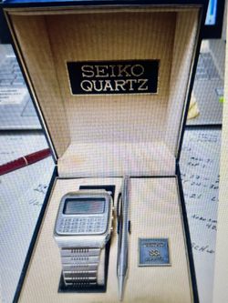 Rare Vintage Seiko Watch W/Stylish Pen In Original Box Excellent Condition