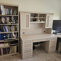 Desks, Hutch, Bookshelf, and File Cabinet