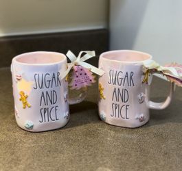 Rae Dunn Iridescent Pink Sugar & Spice Christmas Gumdrop Mug Set Of 2