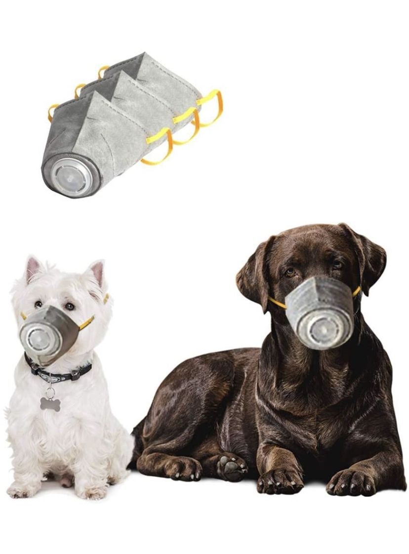 Set of 3pcs Breathable, Protective Anti Fog, Anti Dust, Anti Smoke Dog Muzzle Protective Mask with Adjustable Strap 