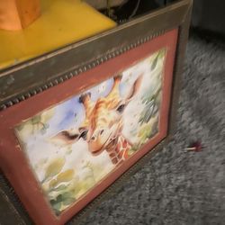 Giraffe Print In Old Wall Hanging