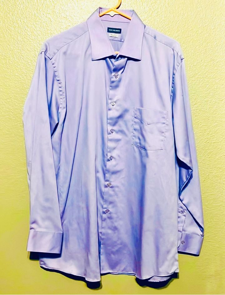 Van Heusen Mens Light Purple/Lavender Dress Shirt Sz L (32/33) 16 1/2