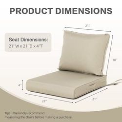 set of 1 Aoodor Outdoor Patio Deep Seating Cushion Set with Ties Sofa Seat/Back Cushion