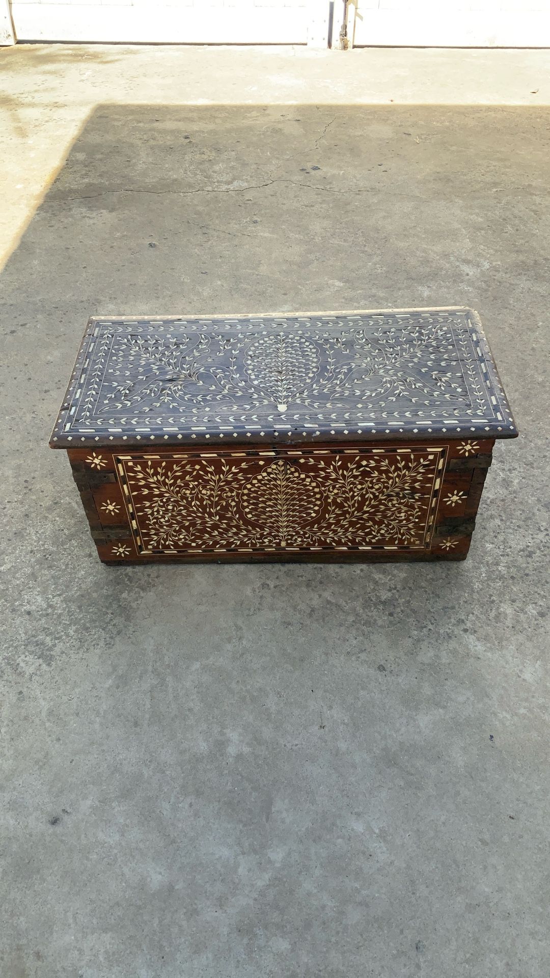 Antique Inlaid Wooden Chest
