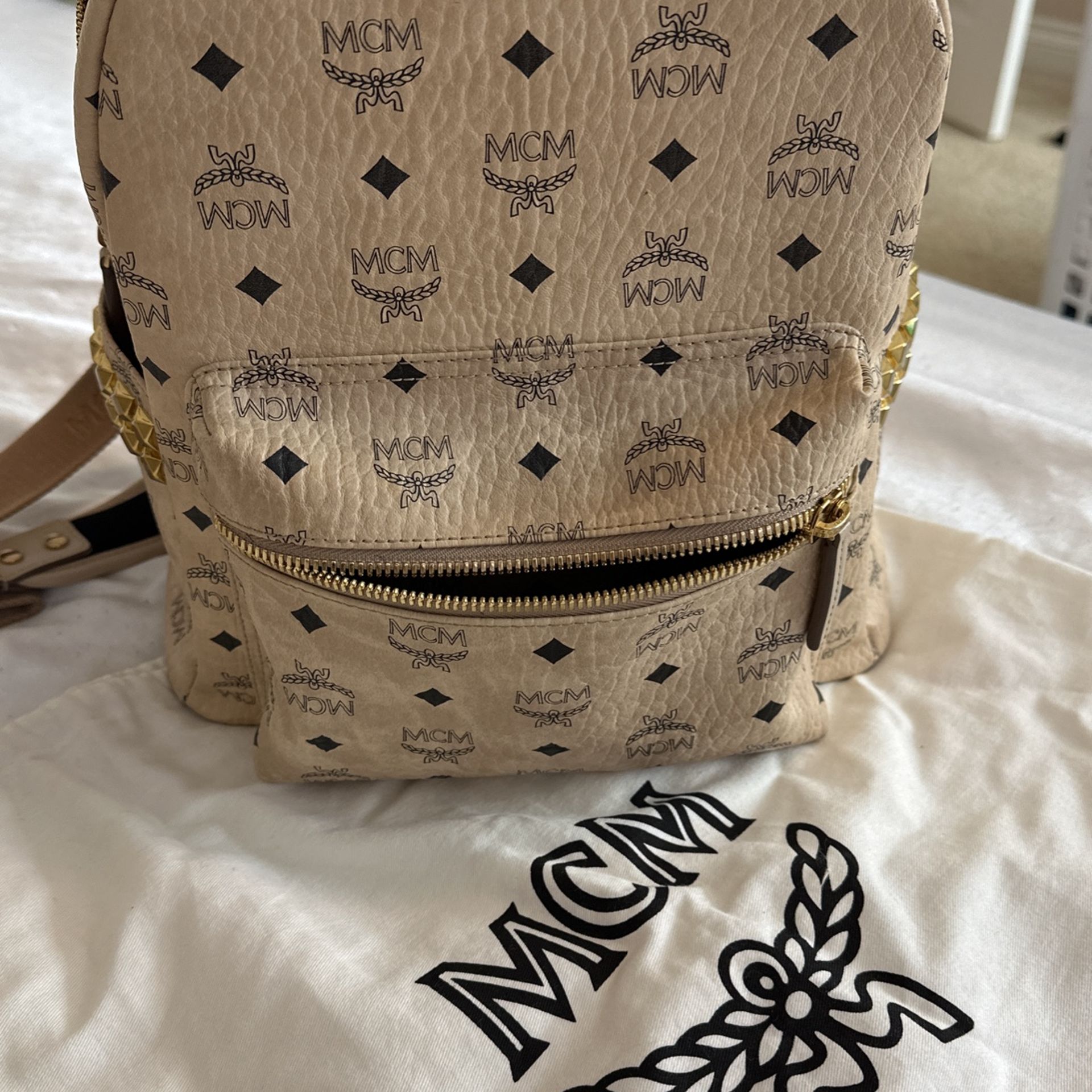 MCM Beige Medium Size Backpack 