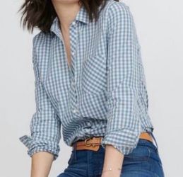UNTUCKit Crispo Blue White Plaid Checkered Button Down Size 6 NWT