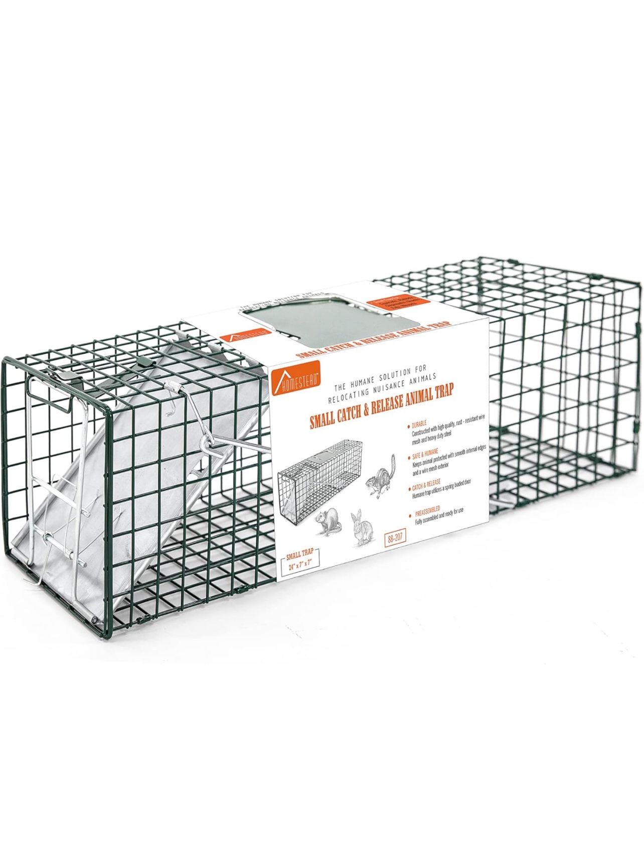 HOMESTEAD Heavy Duty Live Trap - Professional Style One-Door Live Animal Traps for Rabbit, Squirrel, Possum, Skunk, Kitten, Mink Small #1309