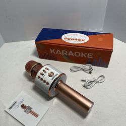 BONAOK Wireless Bluetooth Karaoke Microphone,3-in-1 Portable Rose Gold 