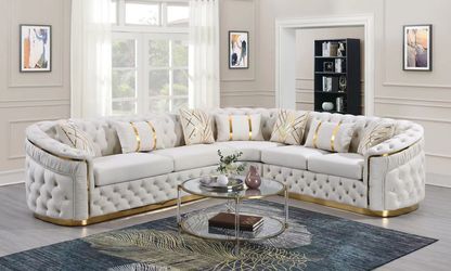 Sectional Sofa Velvet and gold