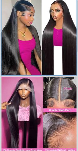 new 13x6 Lace Front Wigs Human Hair 180 Density Straight Wig 30 Inch 100% Human Hair with Natural Pre-Plucked Hairline, HD Lace Large Deep Parting Spa