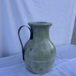 Large Light Blue Ceramic Vintage Vase