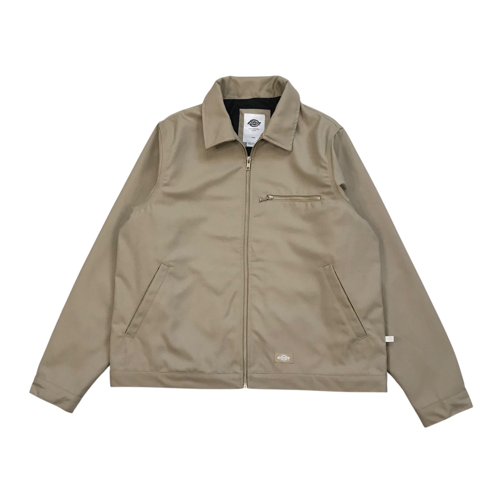 DICKIES EISENHOWER INSULATED JACKET LARGE L BEIGE QUILTED COAT BOMBER FULL ZIP