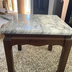 Vintage Marble Top Mahogany End Table 